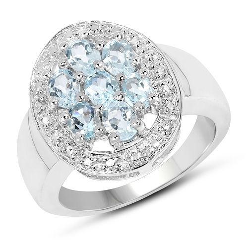 Rings-1.40 Carat Genuine Blue Topaz .925 Sterling Silver Ring