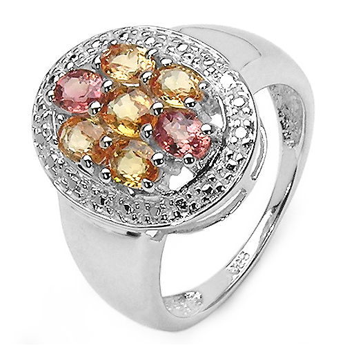1.75 Carat Genuine Yellow Sapphire & Red Sapphire .925 Sterling Silver Ring