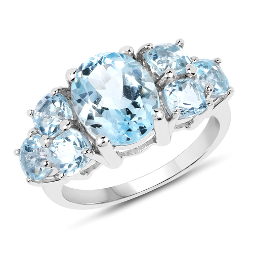 Rings-5.65 Carat Genuine Blue Topaz .925 Sterling Silver Ring