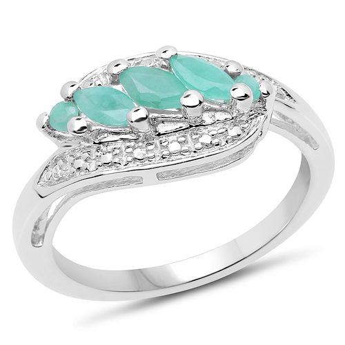 Emerald-0.48 Carat Genuine Emerald .925 Sterling Silver Ring