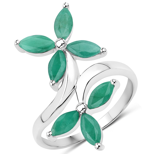 Emerald-1.47 Carat Genuine Emerald .925 Sterling Silver Ring