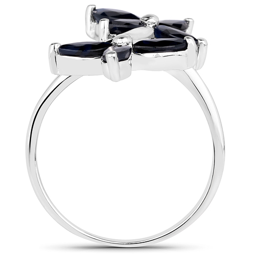 1.75 Carat Genuine Black Blue Sapphire .925 Sterling Silver Ring