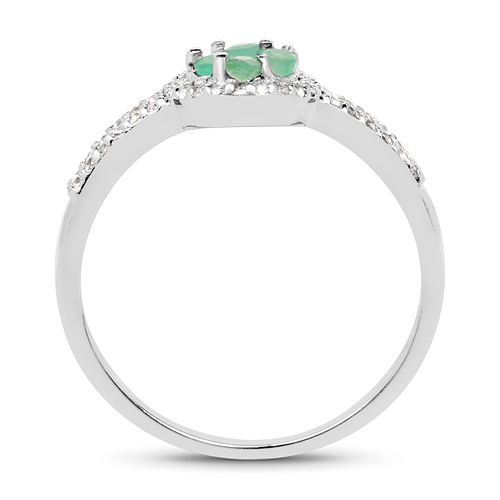 0.68 Carat Genuine Emerald And White Topaz .925 Sterling Silver Ring