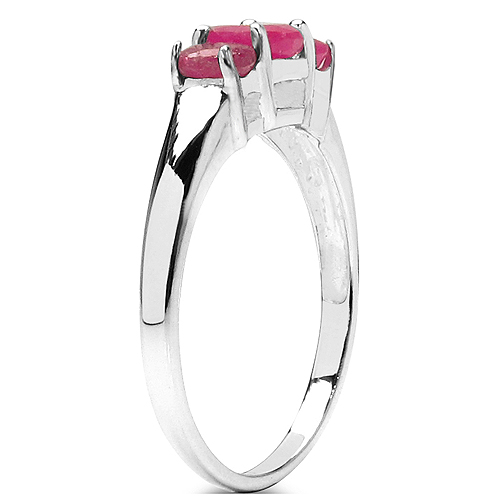 1.31 Carat Genuine Glass Filled Ruby & White Diamond .925 Sterling Silver Ring