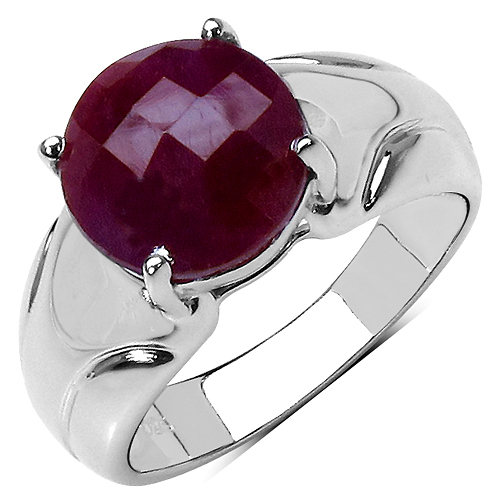 Ruby-6.31 Carat Dyed Ruby .925 Sterling Silver Ring