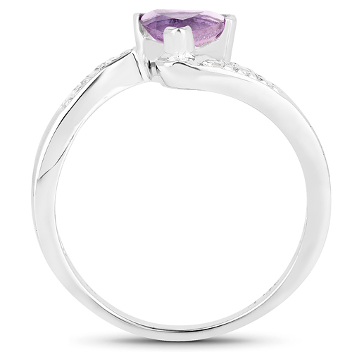 0.69 Carat Genuine Amethyst & White Topaz .925 Sterling Silver Ring