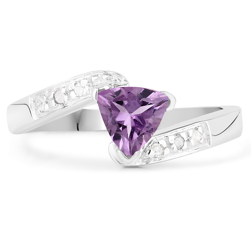 0.69 Carat Genuine Amethyst & White Topaz .925 Sterling Silver Ring