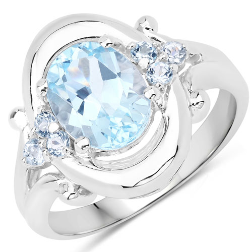 Rings-2.22 Carat Genuine Blue Topaz .925 Sterling Silver Ring