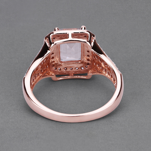 1.83 Carat Genuine Morganite and White Zircon 10K Rose Gold Ring