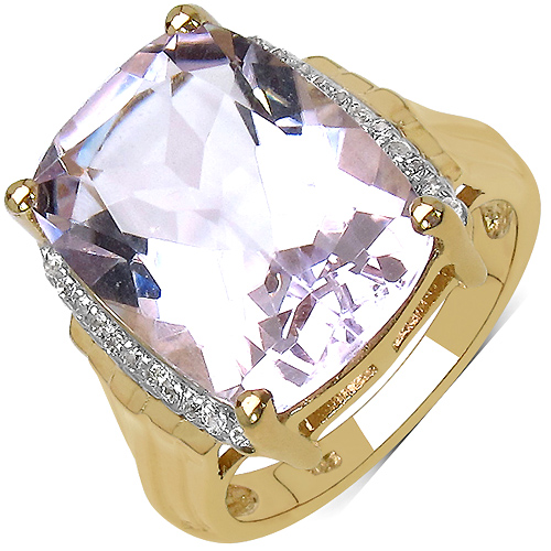 Amethyst-14K Yellow Gold Plated 10.11 Carat Genuine Amethyst & White Topaz .925 Sterling Silver Ring