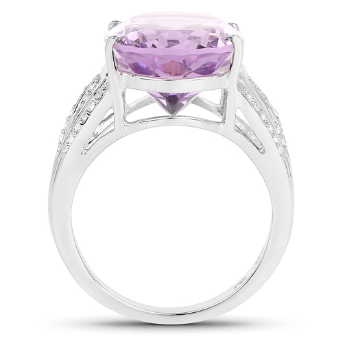 8.41 Carat Genuine Amethyst & White Topaz .925 Sterling Silver Ring