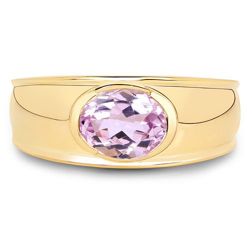 14K Yellow Gold Plated 2.40 Carat Genuine Kunzite .925 Sterling Silver Ring