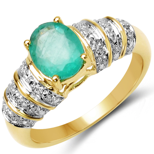 Emerald-1.10 Carat Genuine Emerald 10K Yellow Gold Ring