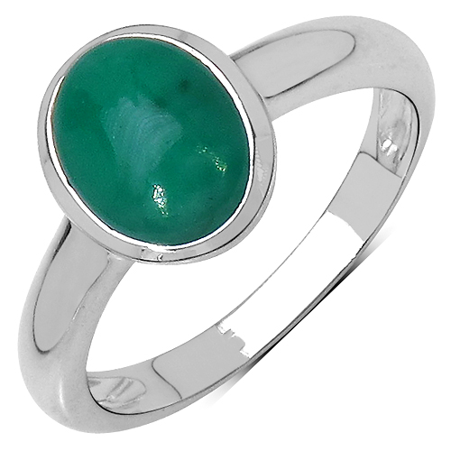 Emerald-1.90 Carat Genuine Emerald .925 Sterling Silver Ring