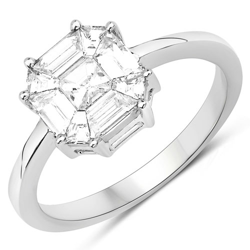 Diamond-0.99 Carat Genuine White Diamond 18K White Gold Ring