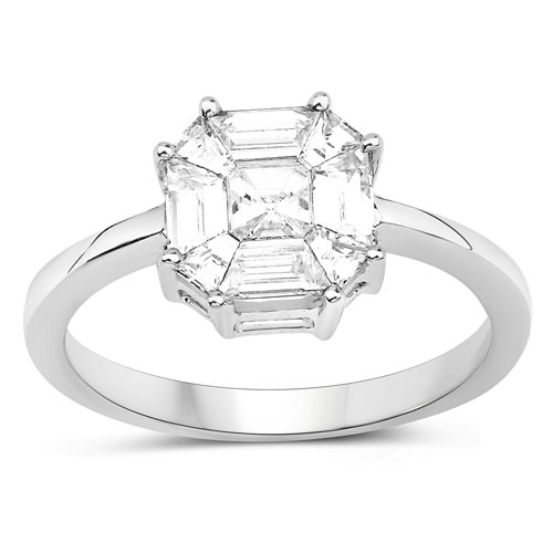 0.99 Carat Genuine White Diamond 18K White Gold Ring