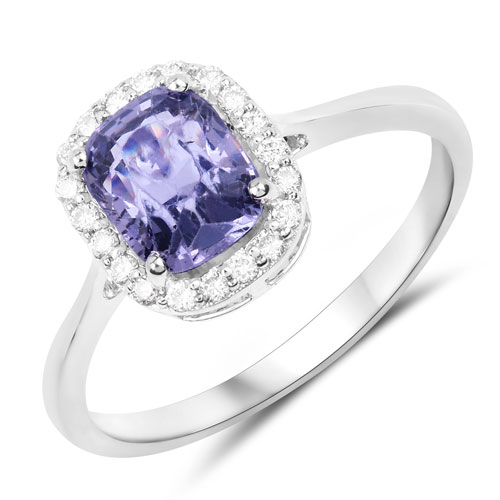 Rings-1.83 Carat Genuine Blue Spinel and White Diamond 14K White Gold Ring