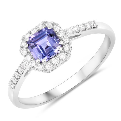 Sapphire-0.96 Carat Genuine Purple Pink Sapphire and White Diamond 14K White Gold Ring