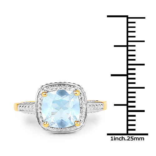 14K Yellow Gold Plated 2.30 Carat Genuine Blue Topaz .925 Sterling Silver Ring