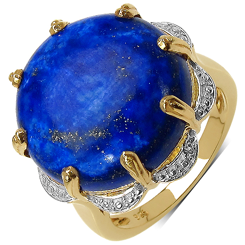 Rings-14K Yellow Gold Plated 21.78 Carat Genuine Lapis .925 Sterling Silver Ring