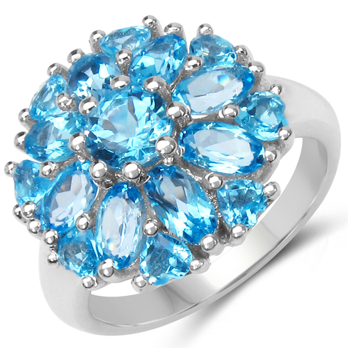Rings-4.84 Carat Genuine Blue Topaz .925 Sterling Silver Ring