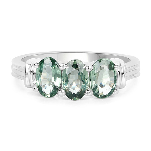 1.95 Carat Genuine Green Sapphire .925 Sterling Silver Ring