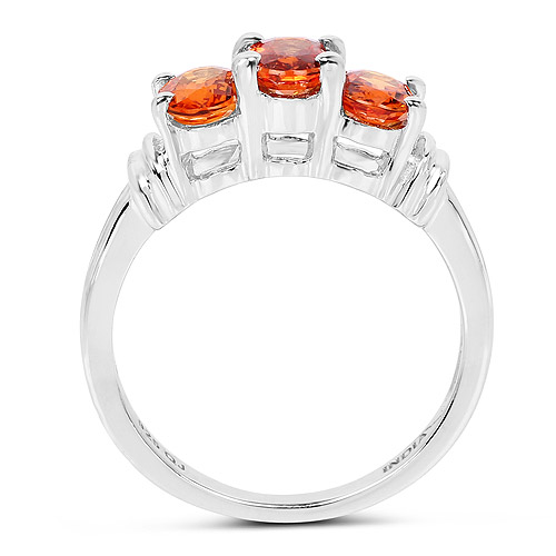 1.95 Carat Genuine Orange Sapphire .925 Sterling Silver Ring