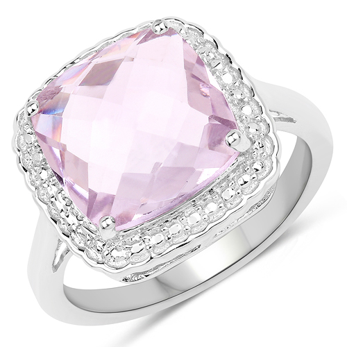 Amethyst-4.27 Carat Genuine Pink Amethyst .925 Sterling Silver Ring