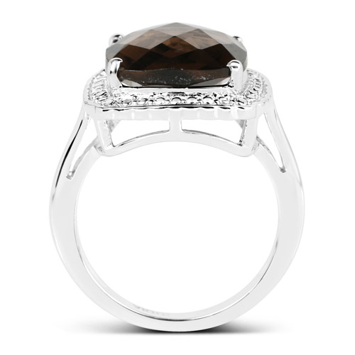 3.96 Carat Genuine Smoky Quartz .925 Sterling Silver Ring