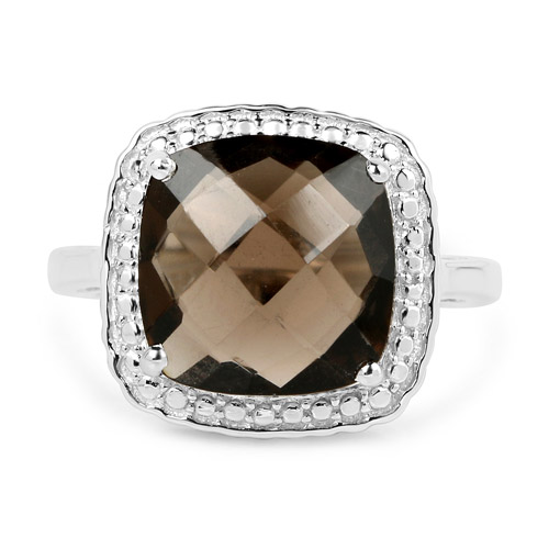 3.96 Carat Genuine Smoky Quartz .925 Sterling Silver Ring