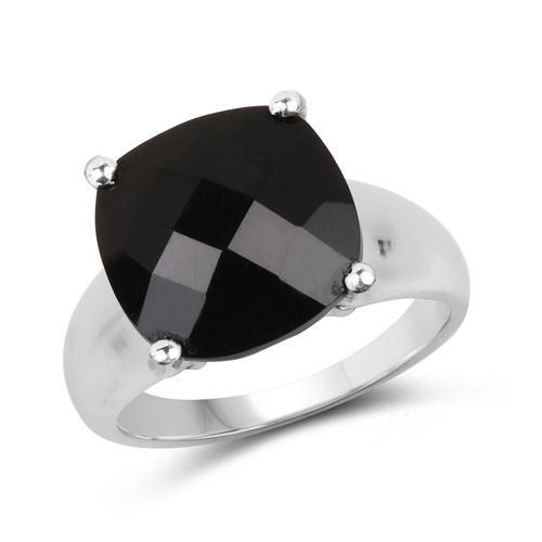 Rings-6.05 Carat Genuine Black Onyx .925 Sterling Silver Ring