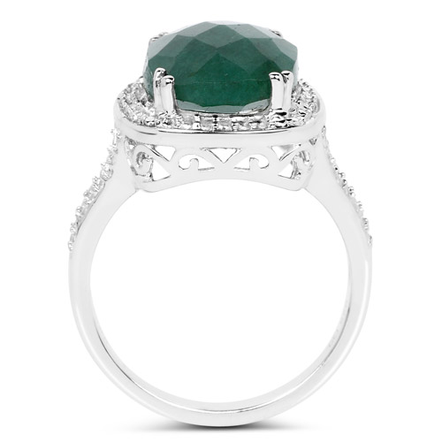 5.60 Carat Dyed Emerald .925 Sterling Silver Ring