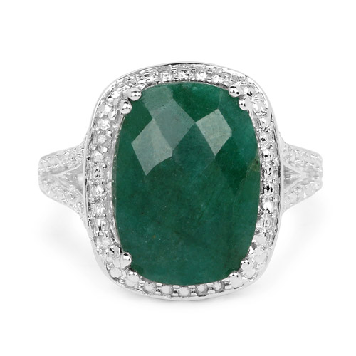 5.60 Carat Dyed Emerald .925 Sterling Silver Ring