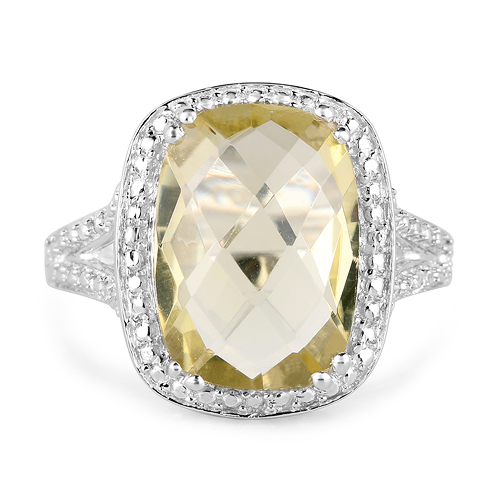 5.54 Carat Genuine Lemon Quartz .925 Sterling Silver Ring