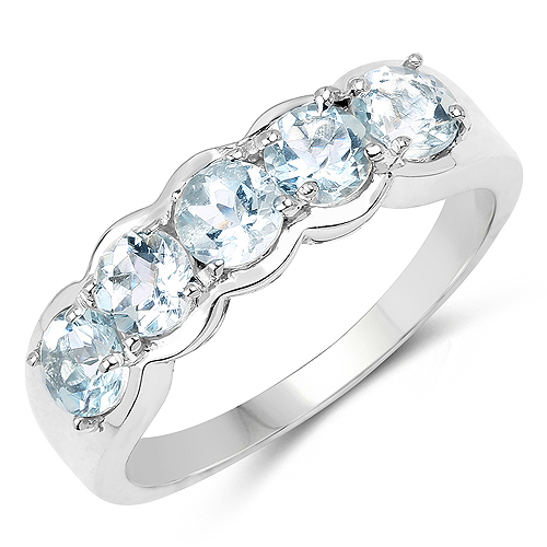 Rings-1.10 Carat Genuine Aquamarine .925 Sterling Silver Ring