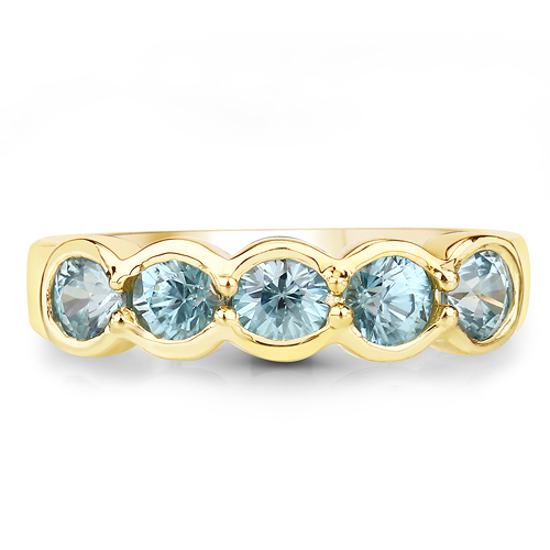 14K Yellow Gold Plated 1.60 Carat Genuine Blue Topaz .925 Sterling Silver Ring