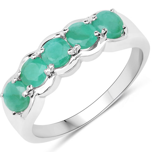 Emerald-1.15 Carat Genuine Emerald .925 Sterling Silver Ring