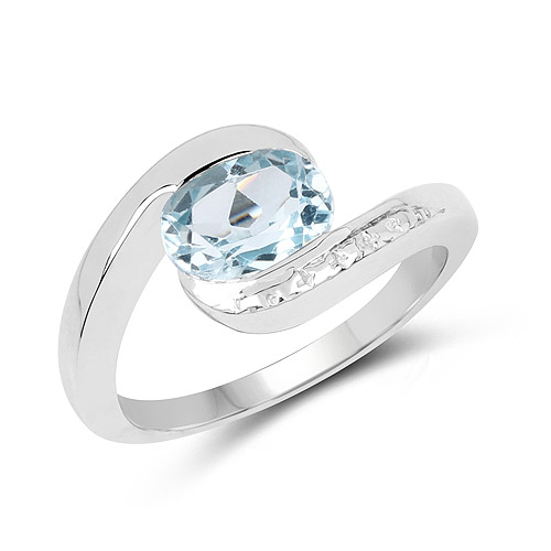 Rings-1.60 Carat Genuine Blue Topaz .925 Sterling Silver Ring