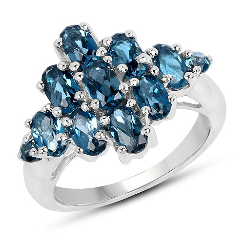 Rings-2.59 Carat Genuine London Blue Topaz .925 Sterling Silver Ring
