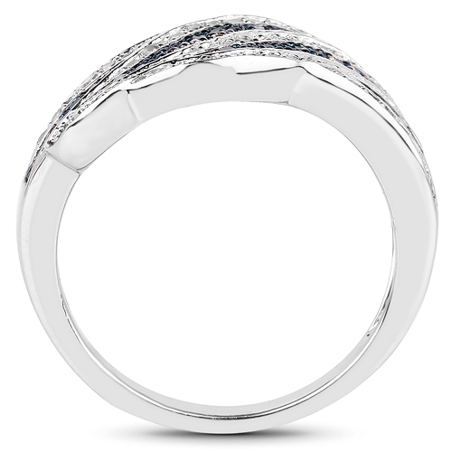 0.47 Carat Genuine Blue Diamond & White Diamond .925 Sterling Silver Ring