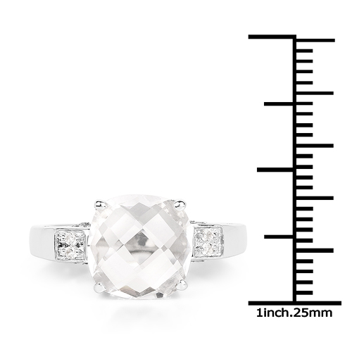 3.45 Carat Genuine Crystal Quartz & White Topaz .925 Sterling Silver Ring
