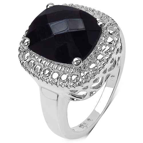 4.10 Carat Genuine Black Onyx .925 Sterling Silver Ring