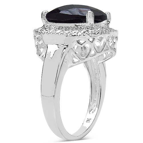 4.10 Carat Genuine Black Onyx .925 Sterling Silver Ring