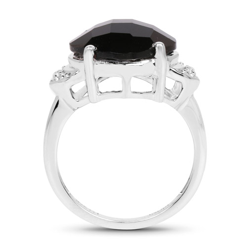 6.07 Carat Genuine Black Onyx and White Topaz .925 Sterling Silver Ring