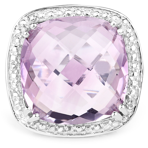 10.35 Carat Genuine Pink Amethyst .925 Sterling Silver Ring