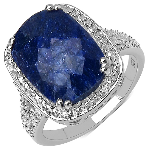 Sapphire-6.90 Carat Genuine Sapphire .925 Sterling Silver Ring