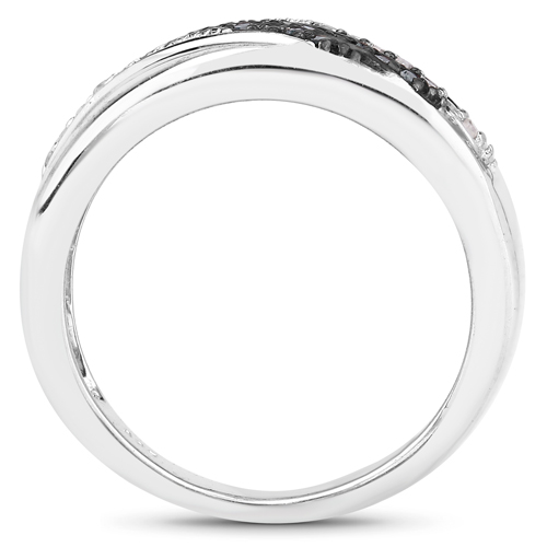 0.23 Carat Genuine Blue Diamond and White Diamond .925 Sterling Silver Ring