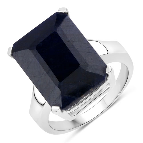 Sapphire-12.80 Carat Dyed Sapphire .925 Sterling Silver Ring