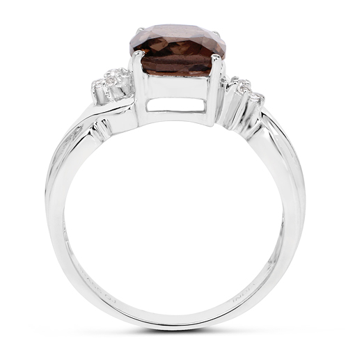 2.94 Carat Genuine Smoky Quartz & White Topaz Brass Ring