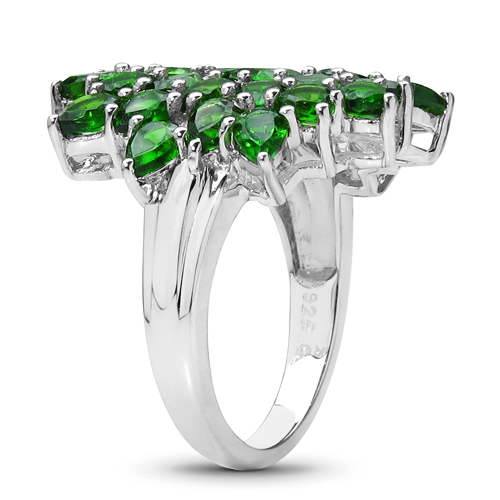 4.80 Carat Genuine Chrome Diopside .925 Sterling Silver Ring
